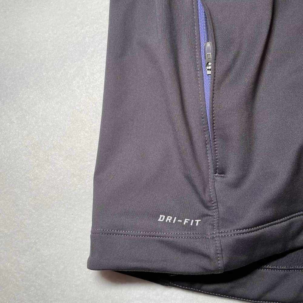 Nike Running Dri-FIT Full Zip Jacket Womens Large Grey Purple Thumbholes Fleece - Picture 4 of 10